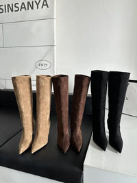 Santiag haute noir Daim Femme - Talons aiguilles élégants et féminins 4