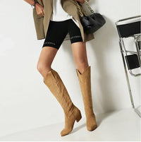 Santiag haute blanc PU Femme - Broderie florale et talon cubain rustique 3