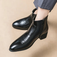 Santiag basse marron clair Synthétique Homme - Bout effilé et coutures décoratives élégantes 4