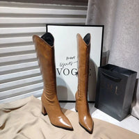 Santiag haute camel Simili Cuir Femme - élégantes bottes camel au bout pointu 2