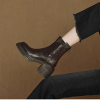 Santiag mi-haute noir Simili Cuir Femme - Élégance moderne avec talons carrés 3