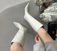 Santiag haute marron foncé Synthétique Femme - Élégantes avec talon bas et bout pointu 2