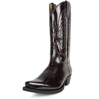 Santiag mi-haute marron foncé Simili Cuir Homme - Broderies western élégantes sur tige 3