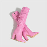 Santiag haute blanc Simili Cuir Femme - Élégance moderne avec talon carré 1