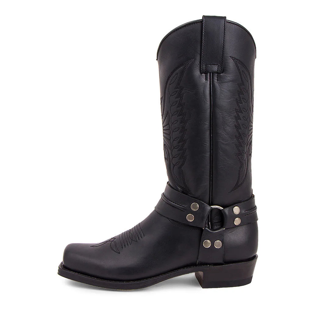 Santiag mi-haute noir Simili Cuir Homme - Broderies et rivets pour un style western 2