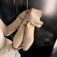 Santiag haute vert Daim Femme - Élégance urbaine avec talon carré 1