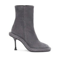 Santiag mi-haute gris Daim Synthétique Femme - Haut talon fin, bout carré élégant 1