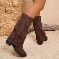 Santiag haute marron Daim Femme - Élégance minimaliste avec texture en daim 5