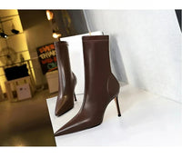 Santiag mi-haute noir Simili Cuir Femme - Bout pointu et coutures élégantes 2