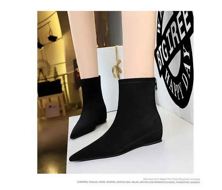 Santiag mi-haute rouge Daim Femme - Élégance moderne avec bout pointu