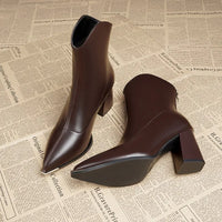 Bottine haute marron Cuir Femme - Santiags modernes à talons carrés 5