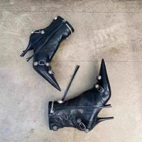 Santiag mi-haute blanc Simili Cuir Femme - Boucles modernes et élégantes 3