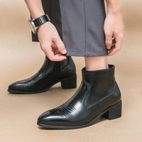 Santiag basse marron clair Synthétique Homme - Bout effilé et coutures décoratives élégantes 3