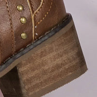 Santiag haute marron Simili Cuir Femme - Bout pointu, clous métalliques, style western 4