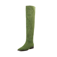 Santiag haute vert Daim Femme - Bottes élégantes à bout pointu unique 1