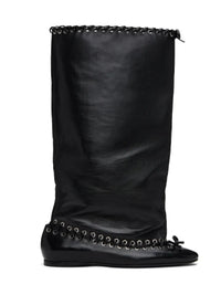 Santiag mi-haute blanc Synthétique Femme - Bout pointu avec lacets visibles 4