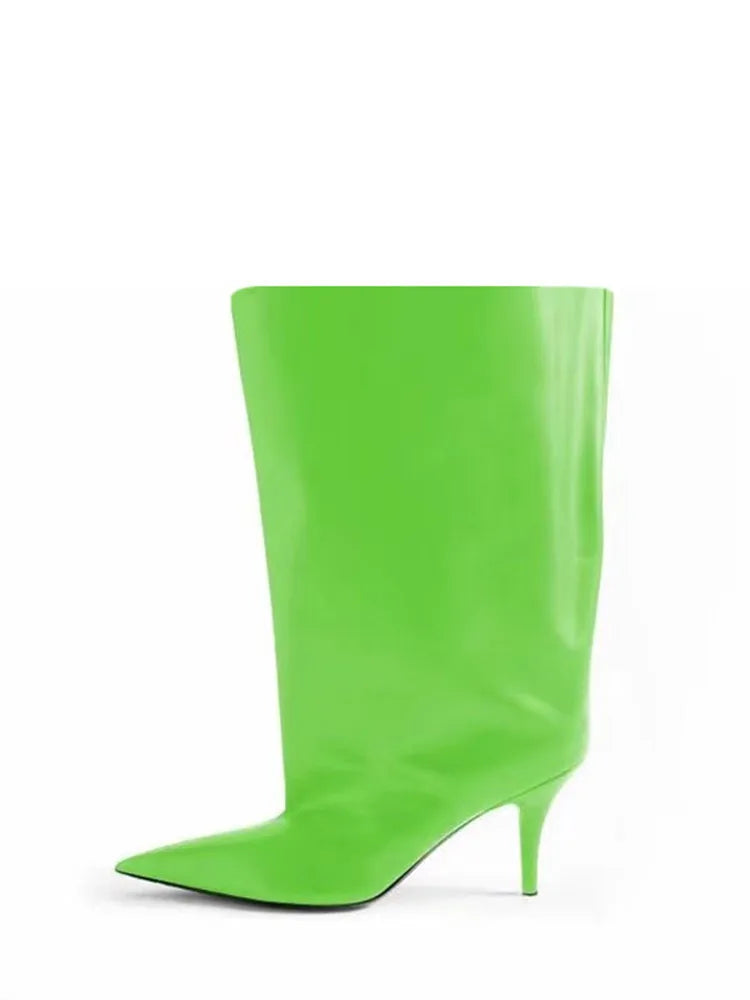 Santiag mi-haute vert Synthétique Femme - Santiags vertes à talons élégants