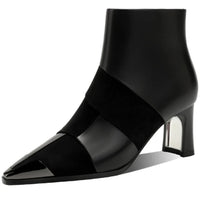 Bottine noir Cuir Femme - Santiags bicolores, bout pointu verni 1