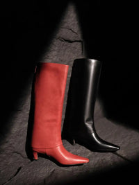 Santiag haute noir Cuir Femme - Élégantes avec talon carré chic 1