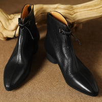 Bottine plate noir Cuir Femme - Santiags modernes avec nœud papillon 2