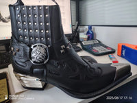 Santiag basse noir Cuir Homme - Bout carré avec embout métallique argenté 4