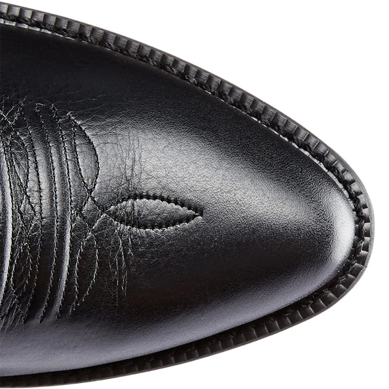 Santiag mi-haute noir Simili Cuir Homme - Broderie western et bout pointu distinctif 4