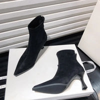 Santiag mi-haute marron Daim Synthétique Femme - Motif léopard et talon conique 4