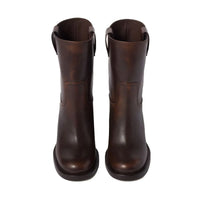 Santiag mi-haute noir Cuir Femme - Bottes minimalistes avec couture élégante 4