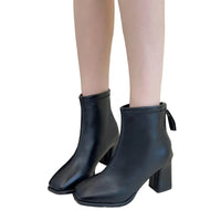 Santiag mi-haute noir Simili Cuir Femme - Élégantes avec bout carré et talon bloc 4