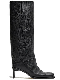 Santiag haute beige Synthétique Femme - Talons carrés modernes et texture grainée 1