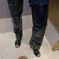 Santiag haute marron Synthétique Femme - Peep toe avec talon sculptural unique 4