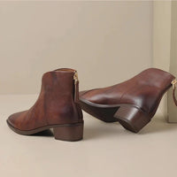 Santiag mi-haute noir Simili Cuir Femme - Élégance moderne au talon carré 4