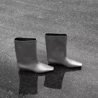 Santiag mi-haute gris Simili Cuir Femme - Elégant avec bout carré moderne 3