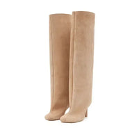 Santiag haute bleu Daim Synthétique Femme - Élégance moderne sans ornements superflus 3