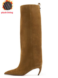 Santiag haute noir Daim Synthétique Femme - Élégante forme à bout pointu 4