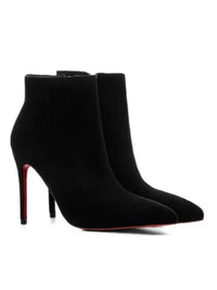 Santiag haute noir Daim Synthétique Femme - Sophistiquée à talon aiguille pointu 4