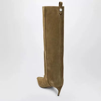 Botte haute marron clair Daim Synthétique Femme - Santiags élégantes à talons aiguille fins 3