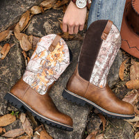 Santiag mi-haute marron Synthétique Homme - Camouflage automnal à coutures discrètes 3