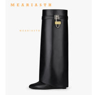 Santiag mi-haute blanc Cuir Femme - Santiags blanches à chaîne élégante 2