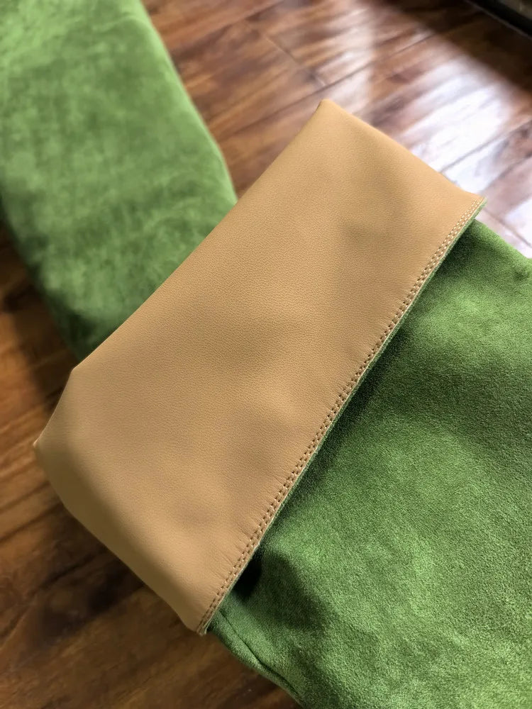 Santiag haute vert Daim Femme - Bottes élégantes à bout pointu unique 5