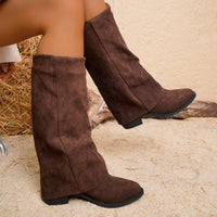 Santiag haute marron Daim Synthétique Femme - Tige souple et élégante 4