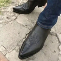 Santiag basse noir Simili Cuir Homme - Chelsea élégante à bout pointu 4