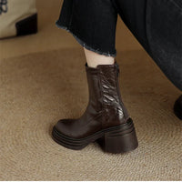 Santiag mi-haute noir Simili Cuir Femme - Élégance moderne avec talons carrés 2