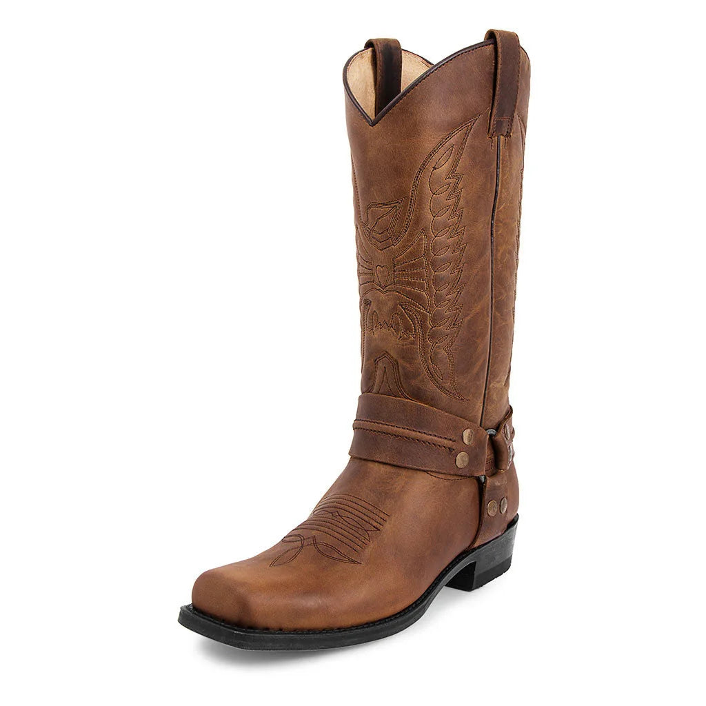 Santiag mi-haute marron Synthétique Homme - Style western avec ornements métalliques 2