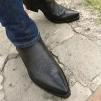 Santiag basse noir Simili Cuir Homme - Chelsea élégante à bout pointu 3