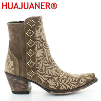 Santiag mi-haute noir Synthétique Femme - Broderies florales dorées et cloutées distinctives 3