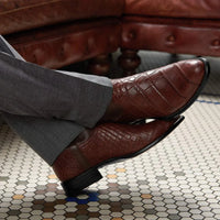 Santiag mi-haute marron Simili Cuir Homme - Motif crocodile et pointes sophistiquées 3