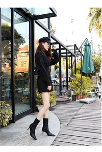 Santiag mi-haute beige Simili Cuir Femme - Bout pointu et talon aiguille moderne 4