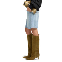 Santiag haute marron Daim Synthétique Femme - Élégantes bottes pointues au design épuré 3