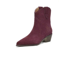 Santiag basse marron clair Daim Femme - Bout pointu et coutures élégantes 2